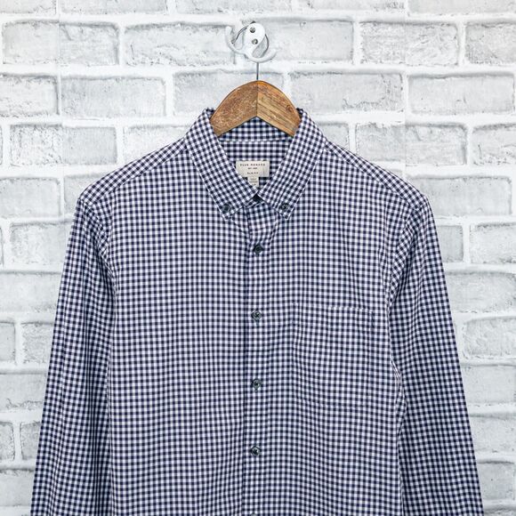 CLUB MONACO Men's Slim fit Button Down Shirt in Blue Gingham Check Size Small - Picture 4 of 5